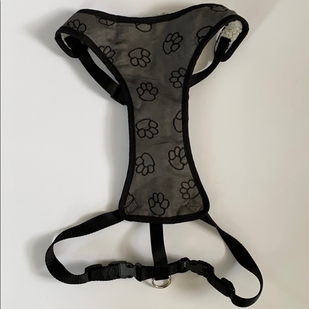 Dog Harness Fleece Gray Black size Large